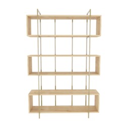 Decorotika Bruti Freestanding Metal Frame Bookcase 180 cm H x 120 cm W x 29,6 cm D Multi Oak and Gold 1