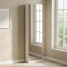 FURNICOMP Reflex Matt White Tall Mirrored Shoe Cabinet