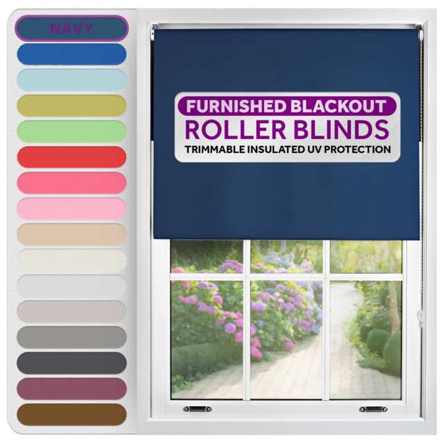 Blackout Roller Blind 230cm Wide x 165cm Long Blue Navy