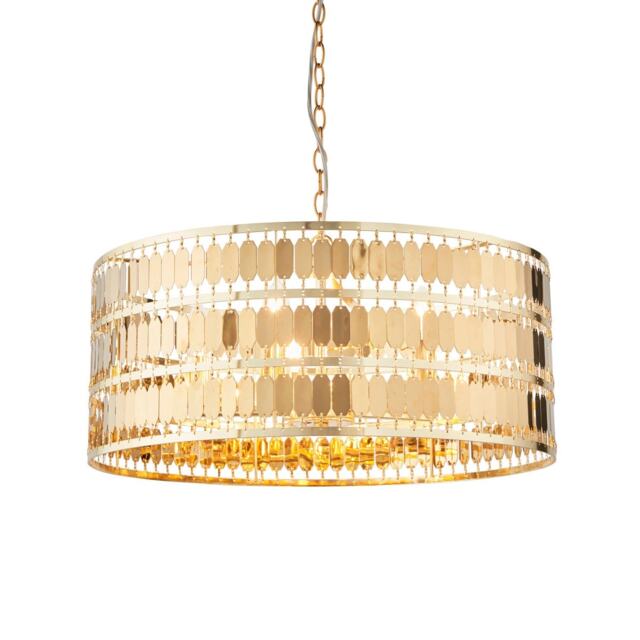 Eldora 5 Light Round Ceiling Pendant Gold Effect Plate, E14