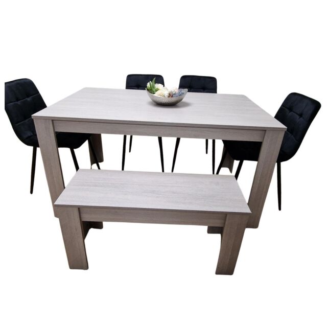 Dining Table and 4 Chairs With Bench Grey 4 Black Velvet Chairs Wood Dining Set Furniture