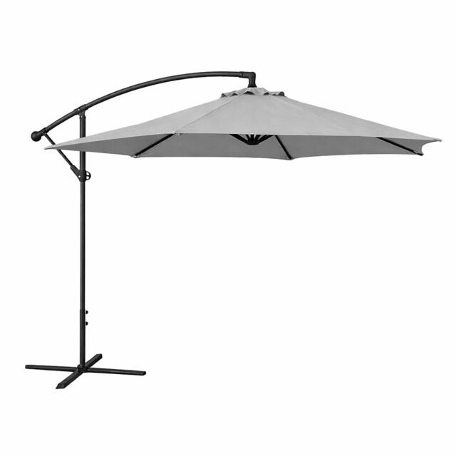 Jack Stonehouse 3m Banana Cantilever Hanging Parasol for Garden Patio - Grey