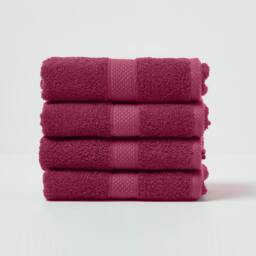 Homescapes Turkish Cotton Hand Towel Set of 4 - Burgundy Red Hand towel 4