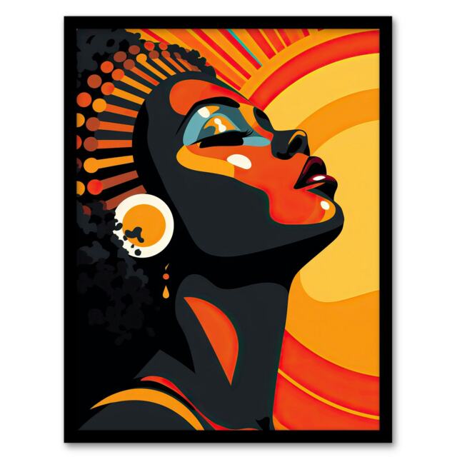 Strong African Woman Sun Worship Home Decor Black Framed Wall Art Print A4
