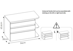 Countertop Vanity Sink Unit Wall Bathroom 940mm Drawer Storage Shelf Cabinet White Gloss OakPlat