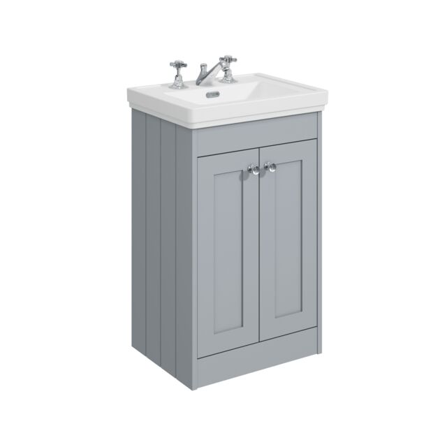 Balterley Floor Standing 2 Door Unit with Classic Basin 3 Tap Hole Grey 800 x 500 x 390mm