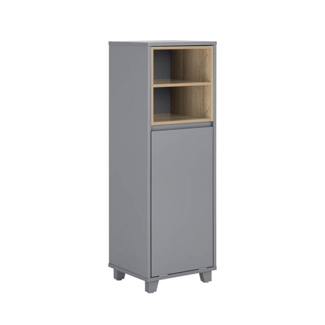 SoBuy Bathroom Storage Cabinet with Fold-Out Laundry Basket, Dark Grey, 13.8x11.8x41.3 inches, 20.4 kg - BZR146-DG