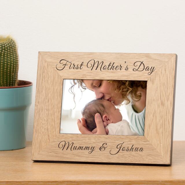 Personalised First Mother's Day Wood Picture Frame 7 x 5 for Mum