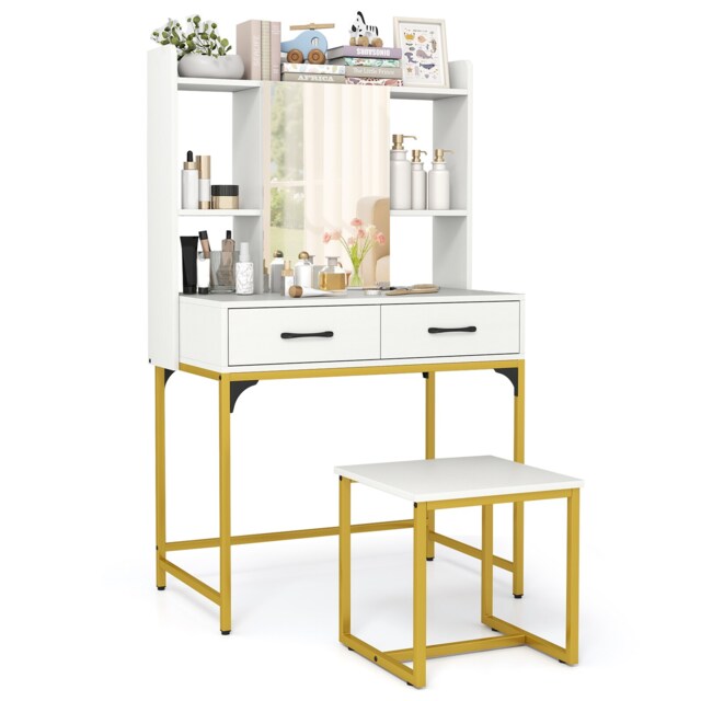 COSTWAY Vanity Desk Wide Makeup Dressing Table White