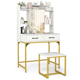 COSTWAY Vanity Desk Wide Makeup Dressing Table White