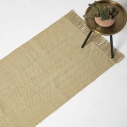 Homescapes Zaphyr Natural Handwoven Jute Hallway Runner Rug with Tassels - 66 x 200 cm Cream Natural