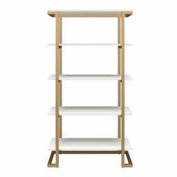 Camila 5 Shelf Bookcase White / Golden Multi