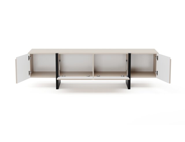 Beige TV Cabinet Black Entertainment Unit 160cm Stand Handleless Modern Kiznie