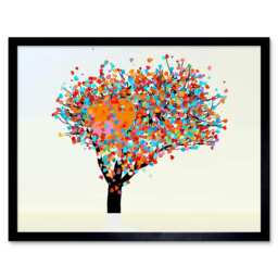 "Painting Abstract Tree Love Heart Leaves 12x16"" Framed Wall Art Print"