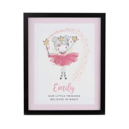 Personalised Princess Ballerina Black Poster Frame Black One Size