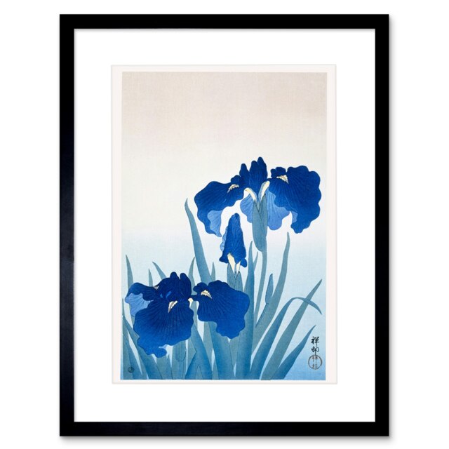 Elegant Iris Flowers Ohara Koson Japan Living Room Framed Wall Art Print