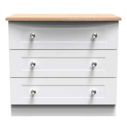 Cumbria 3 Drawer Chest of Drawers in White Ash & Bardolino Oak (Ready Assembled) White White Ash & Bardolino Oak