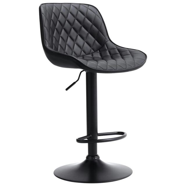 Living and Home 2 Pcs Faux Leather Height Adjustable Bar Stool - Black