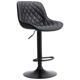 Living and Home 2 Pcs Faux Leather Height Adjustable Bar Stool - Black