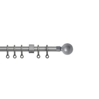 13 - 16mm Silver Ball Metal Curtain Pole Set 150-280cm Silver Silver