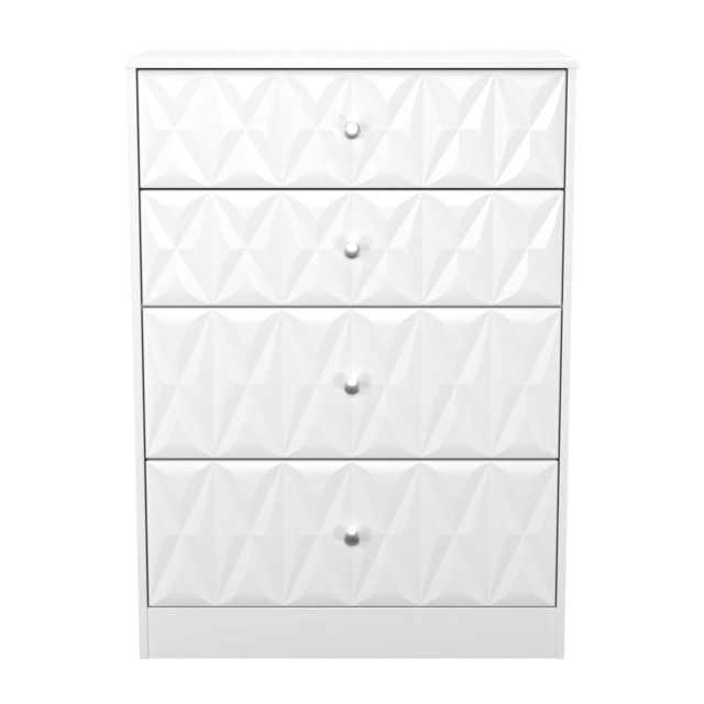 Memphis 4 Drawer Deep Chest of Drawers in White Matt (Ready Assembled) White White Matt