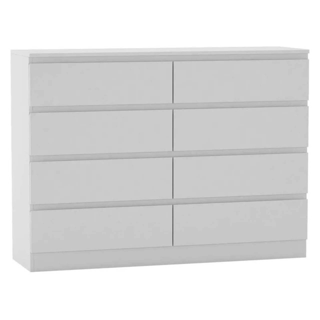 Minimalist Chest of 8 Drawers - 88.3x120x35cm White White & White 1