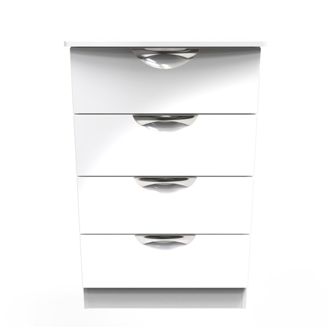 Holborn 4 Drawer Midi Chest of Drawers in White Gloss & White (Ready Assembled) White White Gloss & White