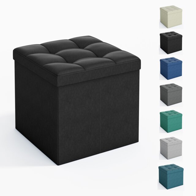 38cm Square Ottoman Foldable Storage Upholstered Foot Rest