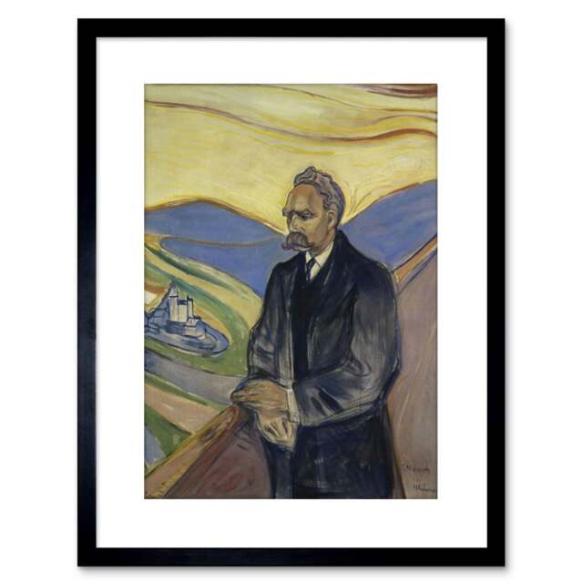 "Edvard Munch Friedrich Nietzsche Painting 9x7"" Black Framed Wall Art Print"