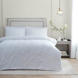 Paoletti Elysia Pinch Pleat 100% Cotton Duvet Cover Set Cream Champagne Super King