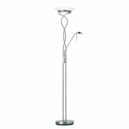 Monaco Mother and Child Floor Lamp Satin Chrome, Opal Glass, G9