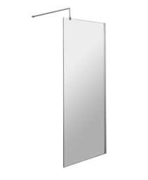 Balterley Toughened Safety Glass Wetroom Screen with Support Bar Silver Chrome 1