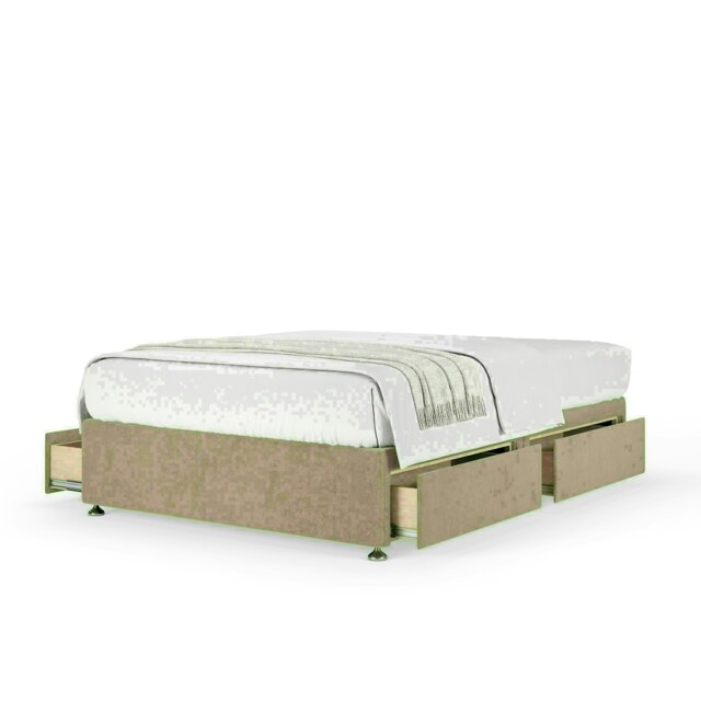 Mink Naples Velvet 4 Drawer Divan Base King Size