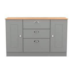 Albert 2 Door 3 Drawer Sideboard in Dusk Grey & Riviera Oak (Ready Assembled) Grey Dusk Grey & Riviera Oak