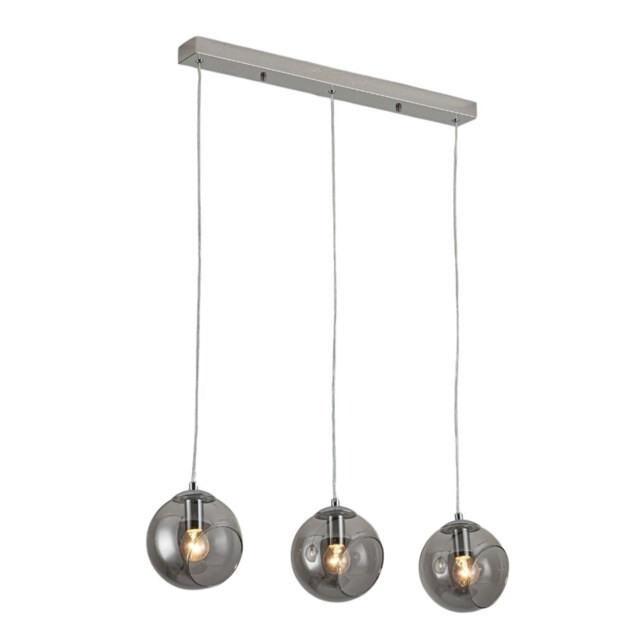 Pagazzi Nia Chrome Smoke 3-Light Pendant Bar