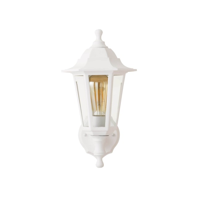 ValueLights Mayfair White Outdoor Security IP44 Rated Wall Light Lantern