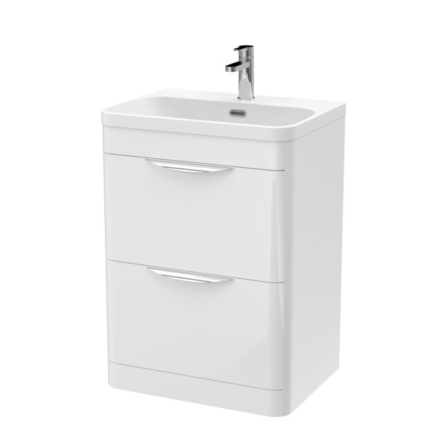 Balterley Wave Floor Standing 2 Drawer Vanity Unit with Ceramic Basin