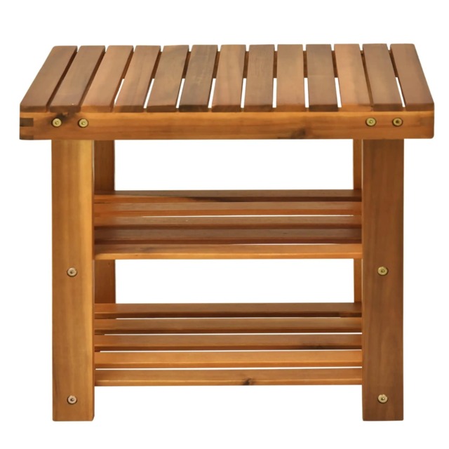 2 Tier Small Wooden Shoe Storage Bench Entryway