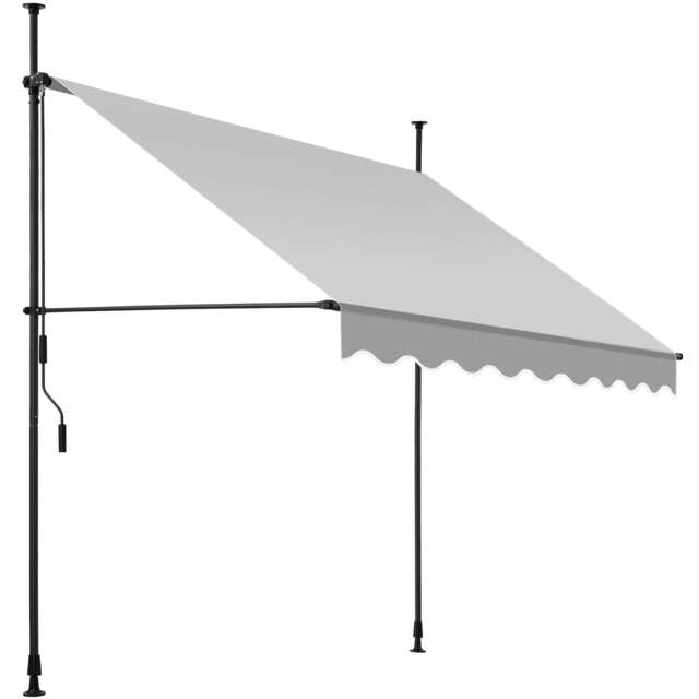 Awning with hand crank - pressure fitted , height adjustable Grey light grey 200 x 180 cm 1