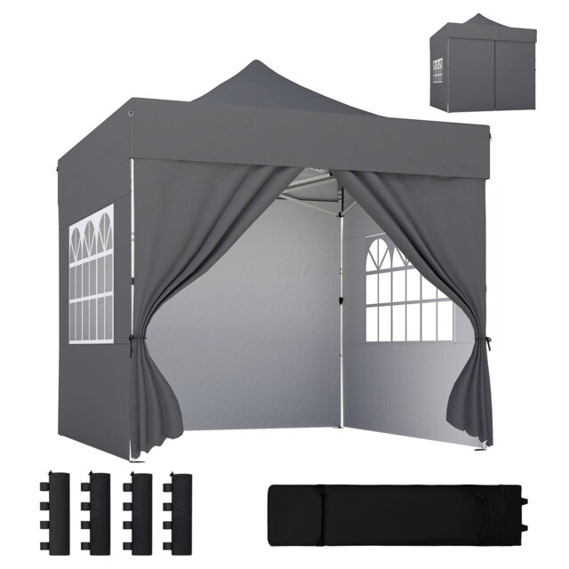 Outsunny Heavy Duty Pop Up Gazebo with Sides, UPF50+ Marquee Gazebo Grey Silver Grey 300 x 300 x 338 cm
