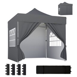 Outsunny Heavy Duty Pop Up Gazebo with Sides, UPF50+ Marquee Gazebo Grey Silver Grey 300 x 300 x 338 cm