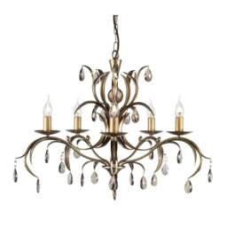 Lily 5 Light Chandelier Metallic Bronze Floral Leaves Design