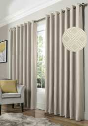 Diamond Blackout Eyelet Curtains - Cream - 116 cm x 182 cm