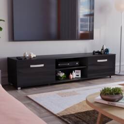 Vida Designs Cosmo 2 Door TV Unit Entertainment Stand, 160cm, Black Black 1