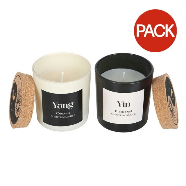 Something Different Yin Yang Black Oud & Coconut Scented Candle (Pack of 2) - Black/White - One Size