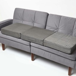 Homescapes Grey Suede Orthopaedic Foam 3 Seater Booster Cushion Grey Grey 150 x 50 x 10 cm