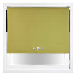 FURNISHED Blackout Roller Blind with Triple Square Eyelets Easy Fit Window Shade Green Green (W) 230cm x (L) 210cm