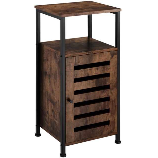Bedside Table Durham - 2 shelves, storage cabinet with door and shelf, 38.5 x 31.5 x 81 cm Brown Industrial wood dark, rustic 31,50 x 38,50 x 81 cm 1