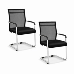 COSTWAY Set of 2 Stackable Office Reception Chairs Black