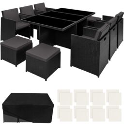 New York 6+4+1 Aluminum Rattan Seating Set with Protective Cover Black black 1